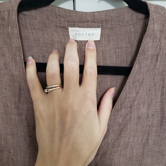 Poetry Yarn-dyed Linen Button-Through Dress Size US 6 UK 10 Pink Brown - Picture 4 of 10